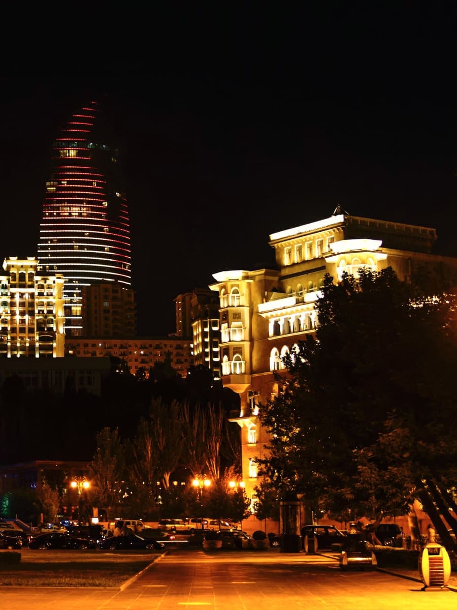 Baku lit up at night