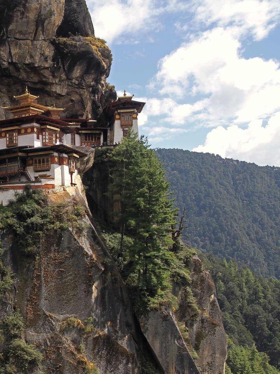Paro Taktsang, the Tiger's Nest monastery, on its cliff in Bhutan