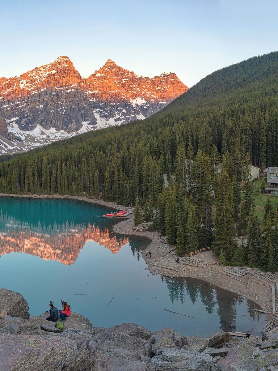 Moraine Lake below the peaks of Banff National Park, Canada