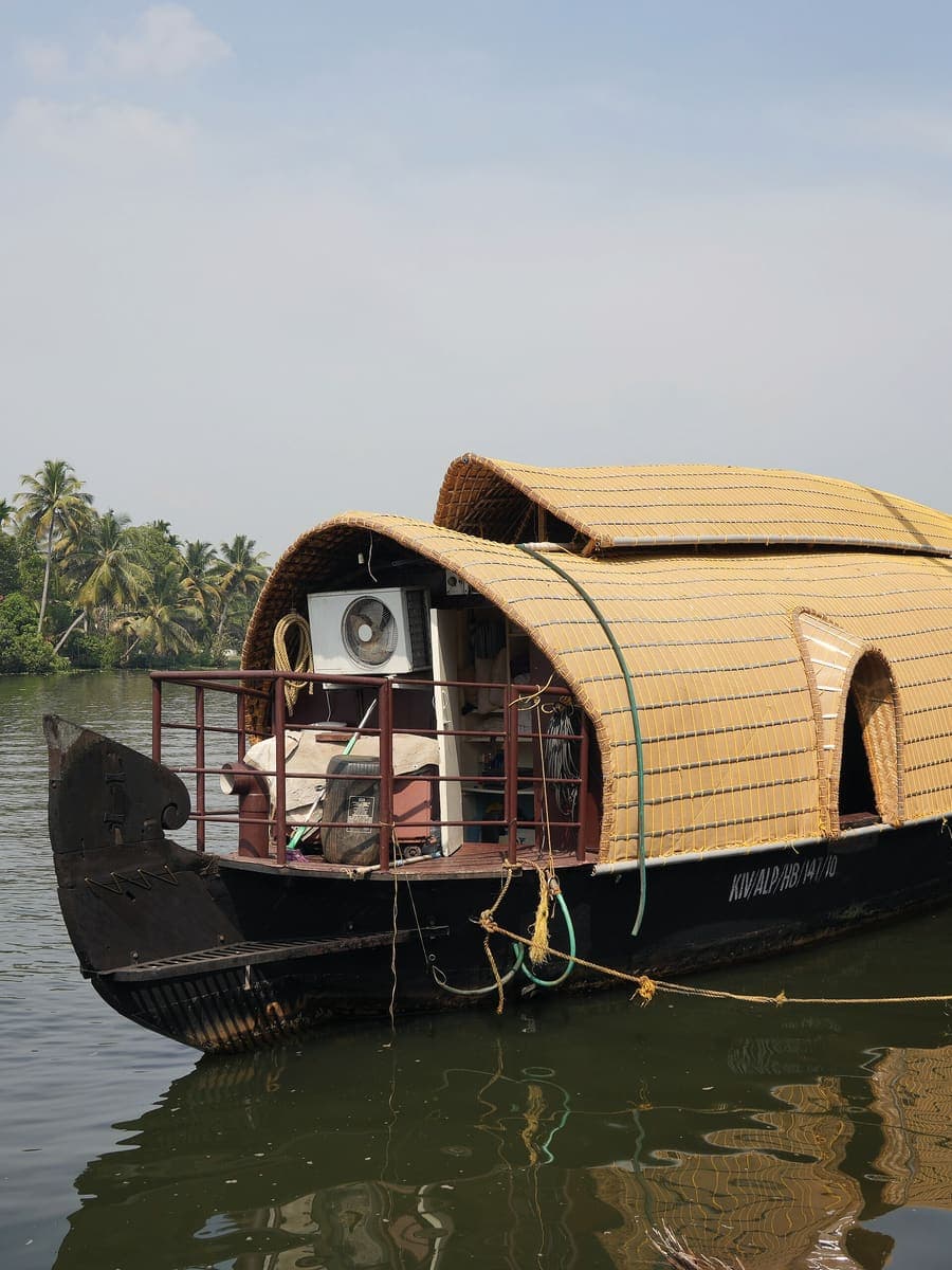 A traditional houseboat on the Kerala backwaters