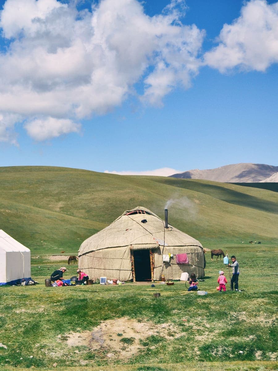 A yurt on the summer pastures around Song-Kul lake, Kyrgyzstan