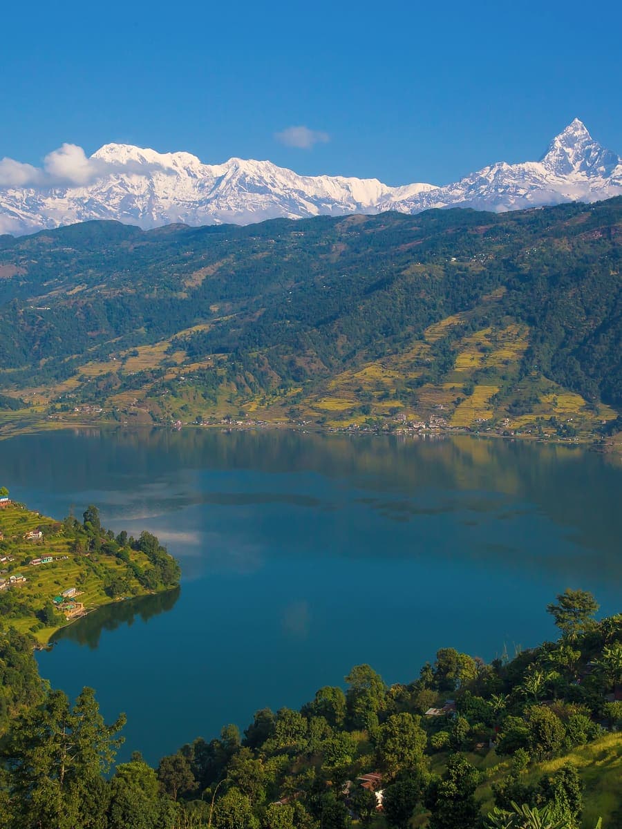The Annapurna range above Phewa Lake, seen from Pokhara