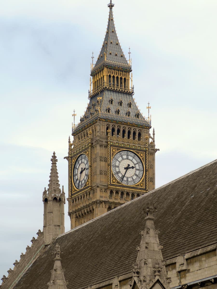 The Big Ben clock tower at the Palace of Westminster, London