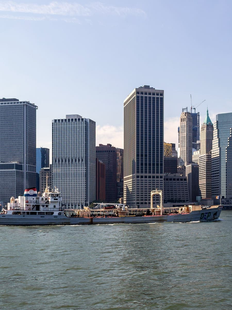 The Manhattan skyline across the water, New York City