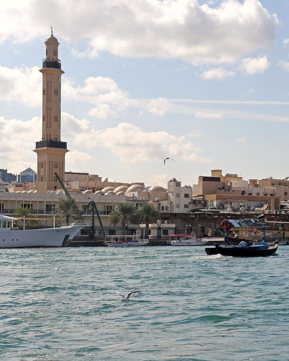 Boats on Dubai Creek in front of the old town