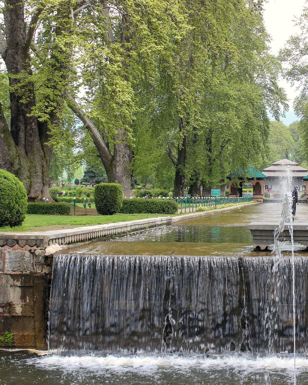 Fountains and water channels in a Mughal garden in Srinagar