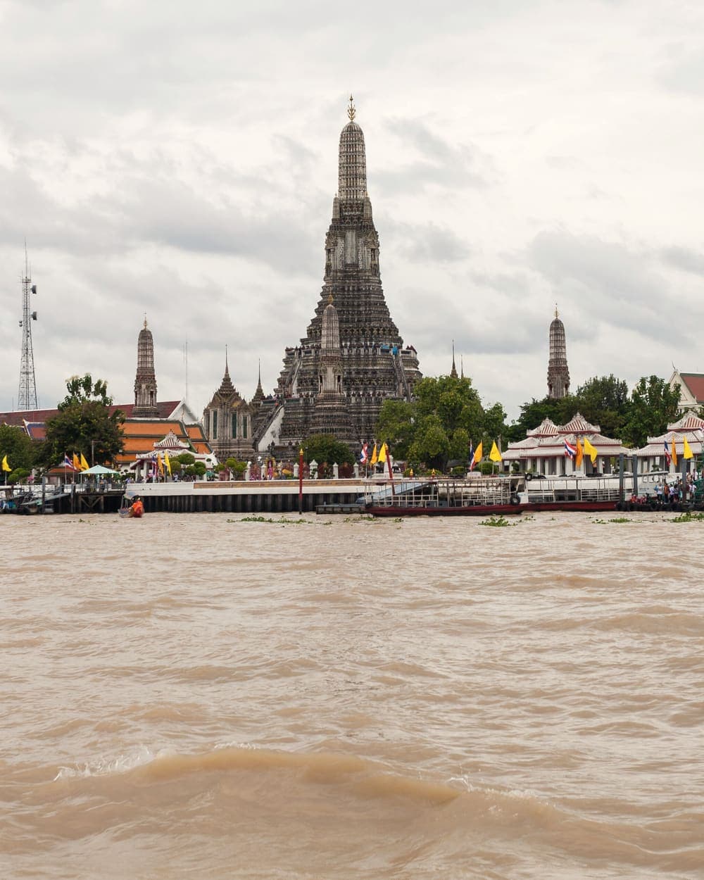 Wat Arun seen across the Chao Phraya river in Bangkok