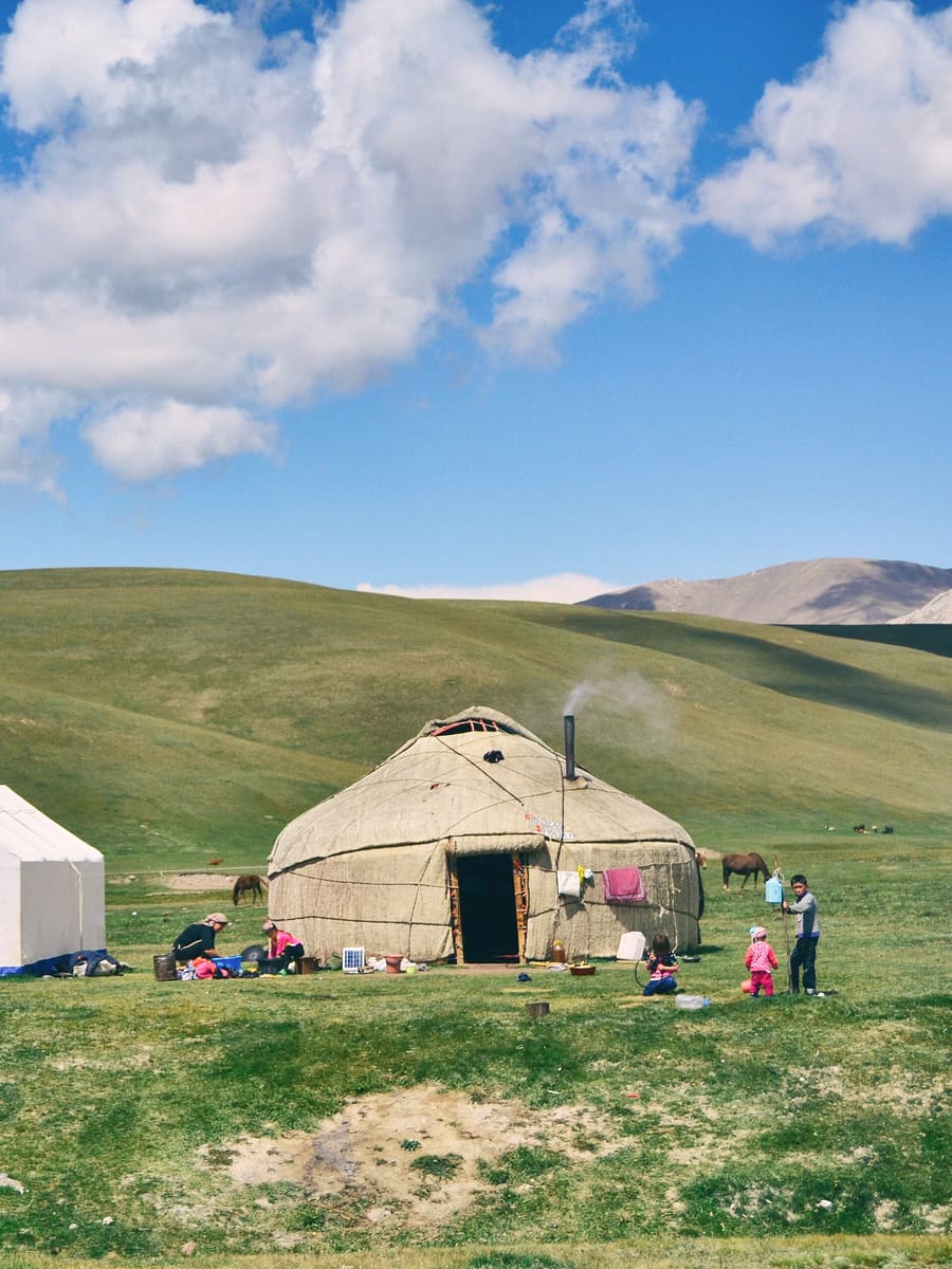 A yurt on the summer pastures around Song-Kul lake, Kyrgyzstan